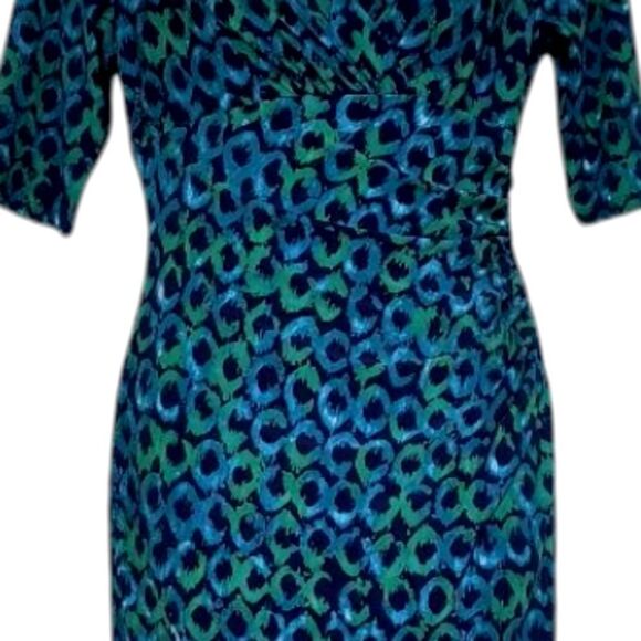 Lauren Ralph Lauren Blue and Green Geometric Circles Midi Dress - Picture 3 of 4